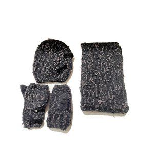 Betsy Johnson Infinity Scarf Hat Mittens Set Black Color For Women Warm Soft